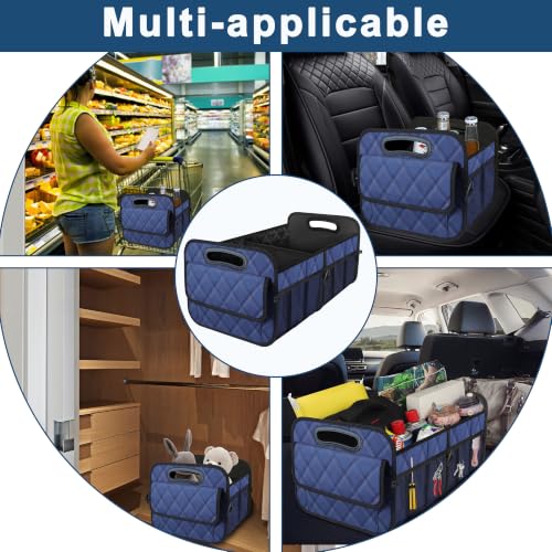 Image of Deosk Car Trunk Organizer for SUV, Car Organizers and Storage with Reinforced Handles, Car Accessories for Women /Men 50L Waterproof Polyester Trunk Organizer(Medium, Dark Blue)