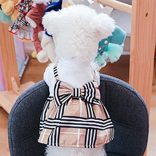 Stripe Dog Dresses, Cute Bowknot Shirt With Stripe Skirt Fashion Casual Princess Tutu Dress Pet Summer Spring Clothes For Small Dogs Cats(L,Black) #TOP7