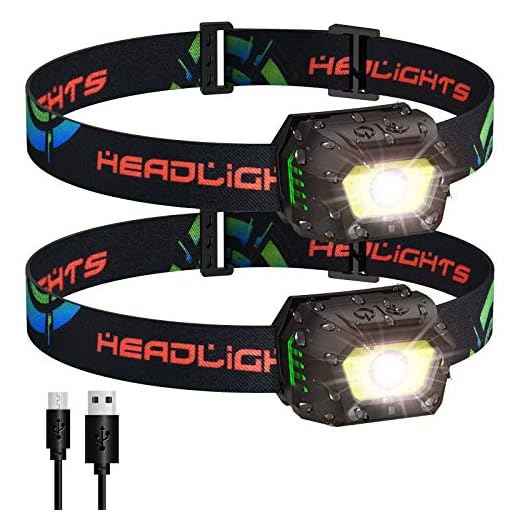 VBIGER Linterna Frontal LED USB Recargable, Linterna Cabeza Brillante 5 Modos Sensor de Movimiento, Linternas LED IPX5 Impermeable para Camping Excursión Pesca Carrera Ciclismo Acampar