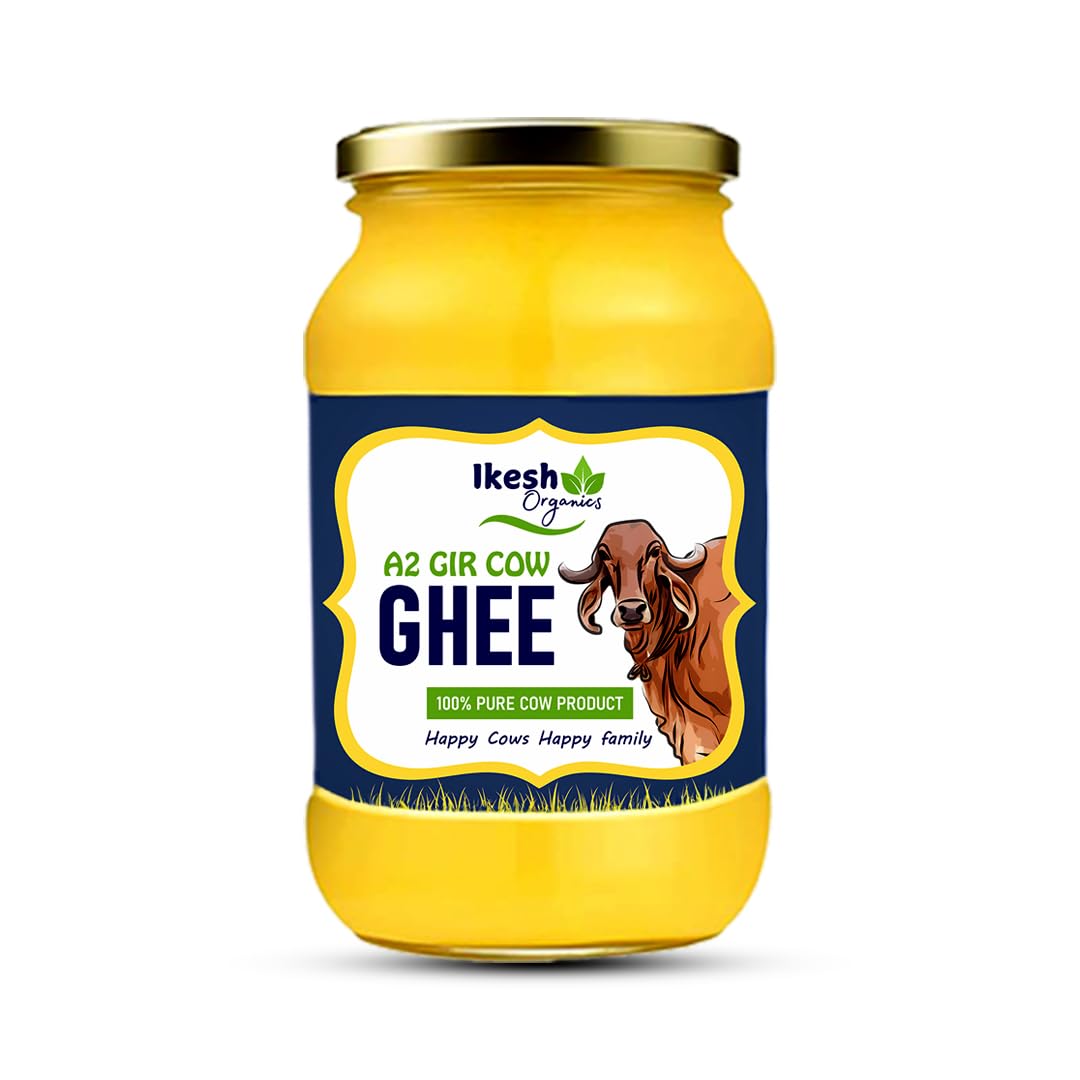 Ikesh 100% Pure A2 Gir Cow Ghee | Vedic Bilona Method | Nutrient-Rich & Aromatic | Grass-Fed Desi Gir Cow Ghee | Lab Tested & Preservative-Free | 1L Glass Jar Ikesh 100% Pure A2 Gir Cow Ghee | Vedic Bilona Method | Nutrient-Rich & Aromatic | Grass-Fed Desi Gir Cow Ghee | Lab Tested & Preservative-Free | 1L Glass Jar