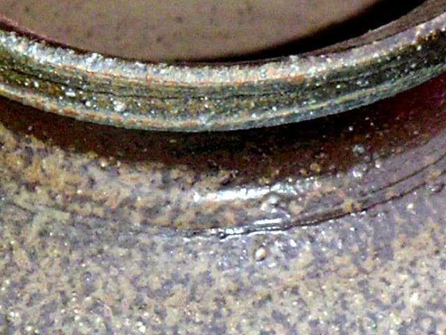 各務賢周 焼締 壺 花瓶 骨董 古玩 ♥各務賢周 焼締 壺