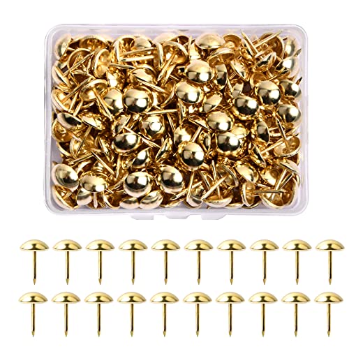 200Pzs 13x17mm Tachuelas Clavos de Tapicería Decorativos Chinchetas Tapiceria Antiguos Alfileres de Clavos de Tapicería Uñas de Tapicería para Muebles Sofá Madera Sillas Sillón Cama Decoración, Dorado