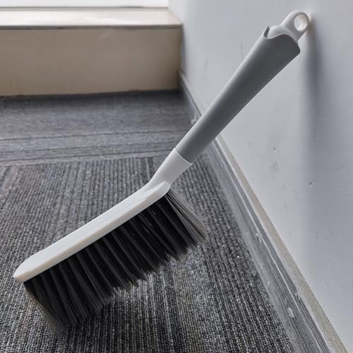 Image of Hand Broom with Long Handle, Soft Bristle Cleaning Brush, Multi-Purpose Duster for Bed, Car, Sofa, Furniture, Clothes, Carpet (White)