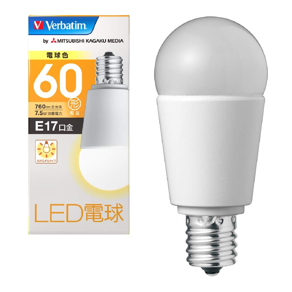 Amazon.co.jp: Verbatim バーベイタム LED電球 E17 60W形相当 電球色