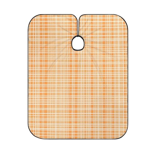 Capa para corte de cabello a cuadros naranja y blanco para adultos miniatura 6