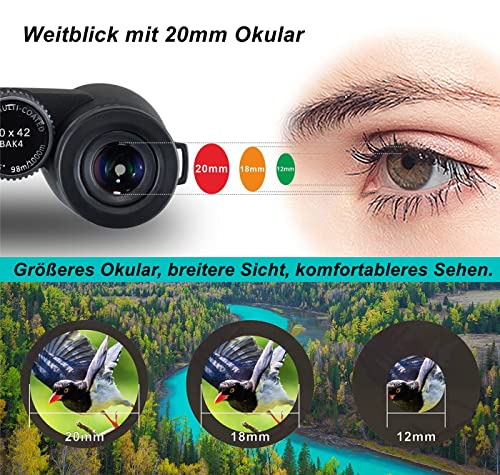 Gfortune 10x42 HD Fernglas, Kompakt für Erwachsene Kinder, Benutzt Vogelbeobachtung, Wandern, Jagen, Sightseeing, FMC… – Bild 5