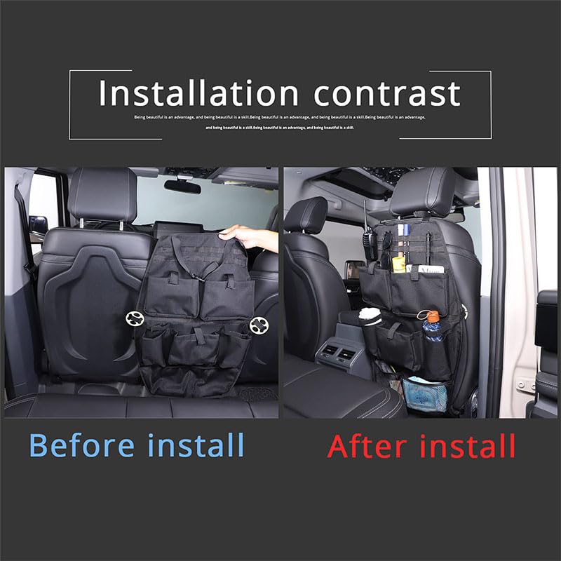 PIUGILH Organizador de asiento trasero de coche adecuado para INEOS Grenadier 2020-2024, muchos bolsillos respaldo protector de asiento de coche, organizador de respaldo de coche, negro
