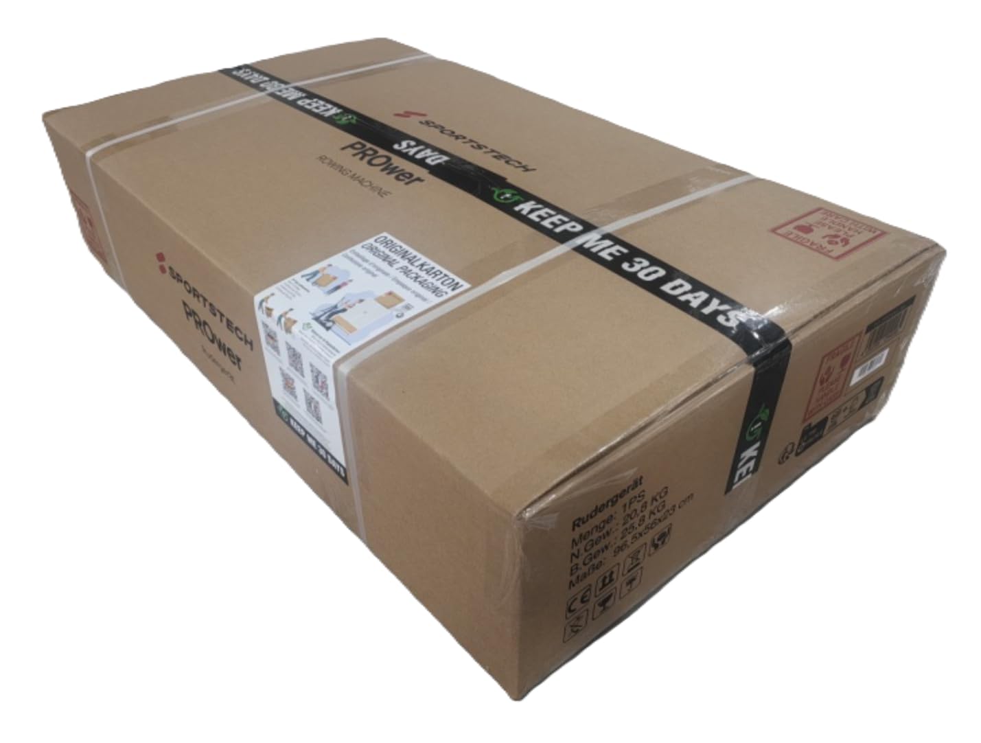 Sportstech PROwer Rameur d’Appartement – 32 Niveaux, Résistance Magnétique, Écran LED, Silencieux, Rail Double, Bluetooth, Support Tablette, Rangement Vertical, Entraînement Complet