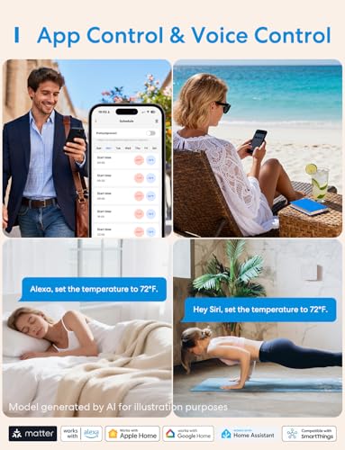 Image of meross Smart Thermostat for Home, WiFi Thermostat Works with Matter, Alexa, Apple Home, Google Assistant, App & Voice Control, 7x24h Scheduling, Energy Saving, C-Wire Required (Not Included)