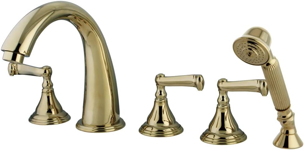 Polished Brass Roman Tub Faucet with Hand Shower