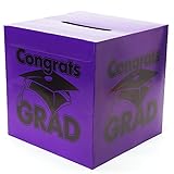 Fun Express - Congrats Grad Purple Card Box for Graduation - Party Supplies - Containers & Boxes - Paper Boxes - Graduation - 1 Piece