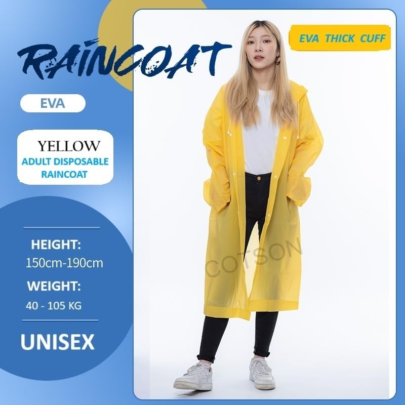 Image of EVA Waterproof Rain Coat Hooded Universal Outdoor Water Resistant Rainwear Suit for Men Women Boys & Girls (Universal)
