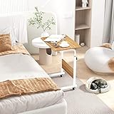 SogesPower 23.6 inches Mobile Laptop Desk ,Adjustable Height Stand Side Table Movable Coffee Tray Si