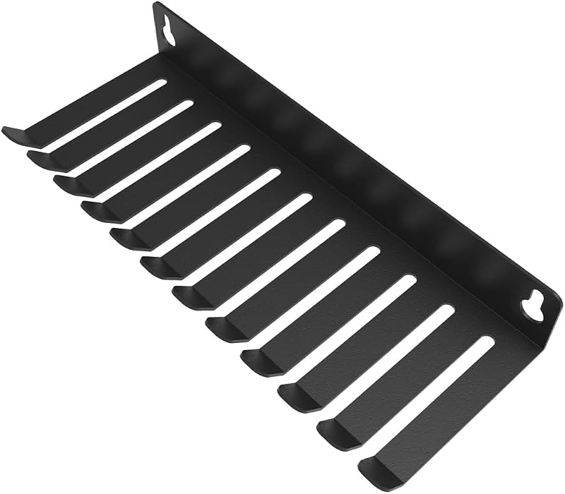Wall Mount Cable Hanger Cable Rack Organizer Holder 11 Slots | Cord Management Cable Storage,Steel, Black (9INCBH)
