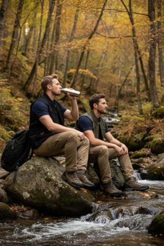 Image of Lisskolo Men's Quilted Lined Vest Washed Canvas Winter Warm Outdoor Hunting Work Utility Travel Vest Jacket