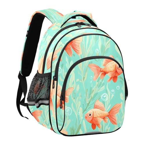 Goldfish Pattern Backpack For Girls Kindergarten Elementary Bookbag Lightweight Childrens School Bag,Medium2