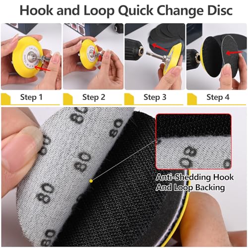 Image of 193 Pcs 2 Inch Sanding Discs, Headlight Restoration Polishing Kit | 80-10000 Grit Wet Dry Hook & Loop Sandpaper, Drill Sanding Attachment with Rotary Tools for Auto, Glass & Resin Epoxy