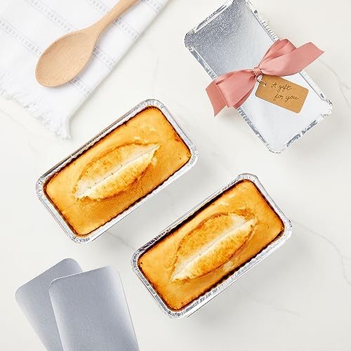 Image of Juvale 400 Pack Aluminum Foil 2 lb Disposable Loaf Pans With Lids for Baking Bread, Heating, Storing Food (32oz, 8.5 x 4.5 In)