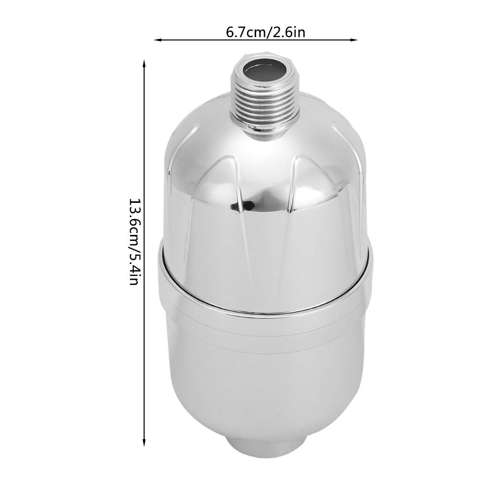 Bathing Water Filter, Handheld Shower Easy To Install Activated Carbon G1/2in Bathing Shower Filter, 5.4x2.6in 8 Grade Filters for Kitchen Restaurants (Silver)