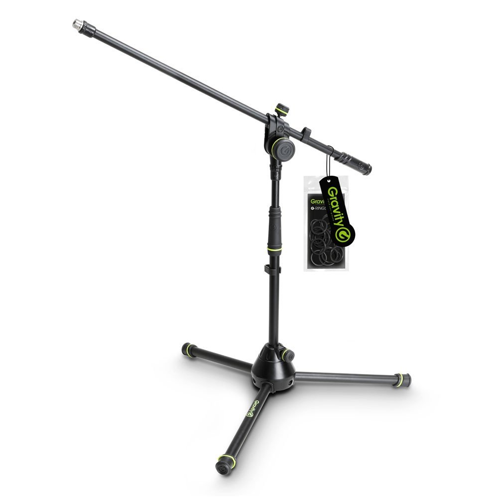 Gravity MS 4221 B - Pie de micrófono corto con trípode y brazo jirafa de 2 puntos de ajuste