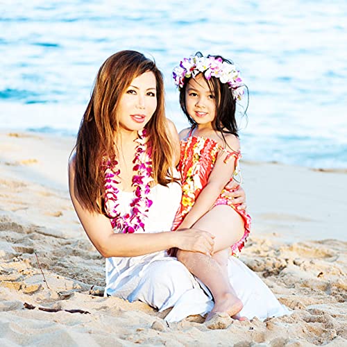 40 Stks Hawaiian Fancy Dress Set met 8 Stks Hawaiian Leis, 8 Stks 40 cm Hula Gras Rok, 8 Stks Hoofdbanden en 16 Stks Polsbandjes Hawaiian Kostuum Rok voor Meisjes Vrouwen Hawaii Luau Zomer Strand Party Decoraties - Image 6