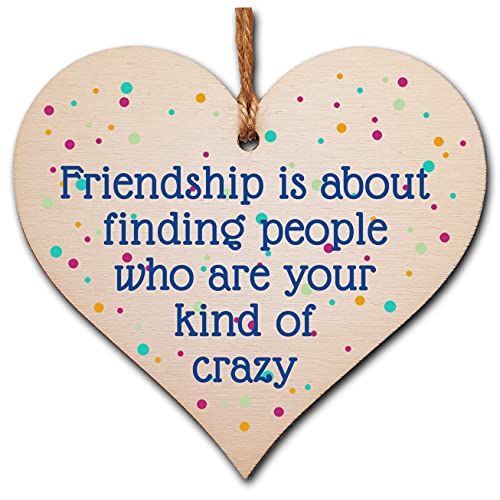 Sentimental Friendship Gift Plaque, Wooden Heart Hanging Sign with Uplifting Message, Best Friend, Colleague or BFF Present