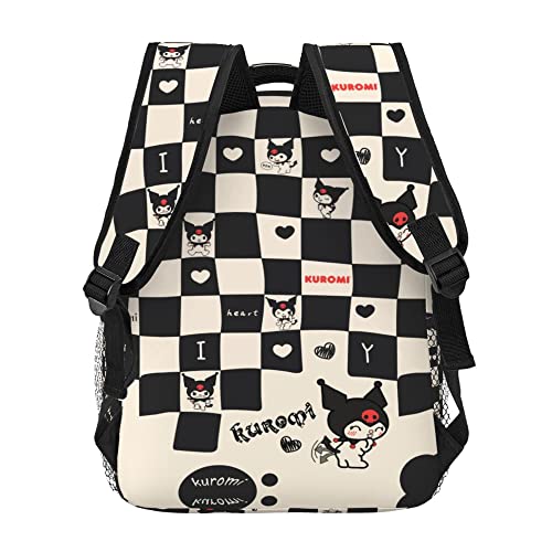 Evesky Kawaii Backpacks For Girls Women Anime Backpacks Black White Checker Bookbag Lightweight Cute Cartoon Travel Bag #TOP3