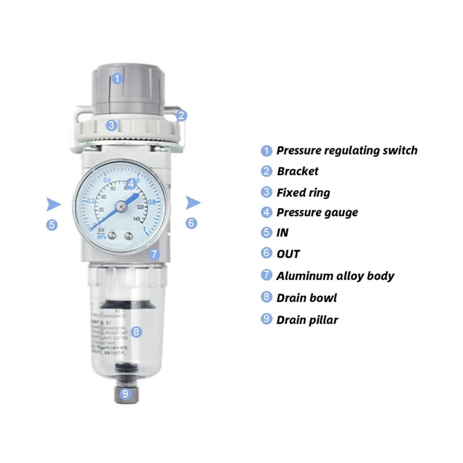 SMC Tipo AW10/20/30/40 Valvola di regolazione della pressione del filtro dell'aria del separatore dell'olio-acqua di fonte di aria AW20-02BG-A AW30-03BG-A Scarico automatico (AW30-03BG-A)