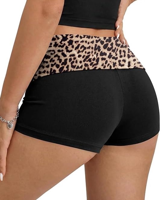Image of Women Low Waist Lounge Shorts Fold Over Skinny Pajamas Shorts Summer Casual Pj Bottom Sleep Shorts