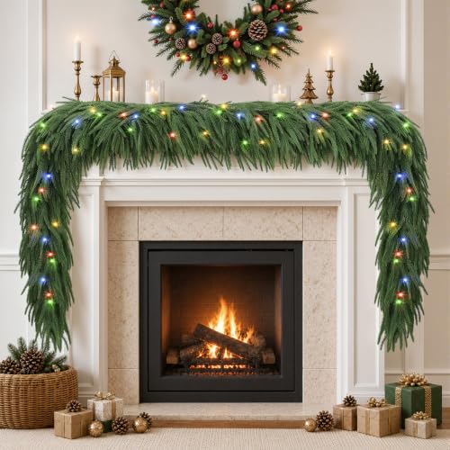 9FT Artificial Christmas Garland with Lights, Norfolk Pine Garland - image 4
