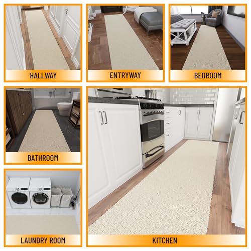 Tapete corredor shag 3' x 12' crema antideslizante miniatura 3