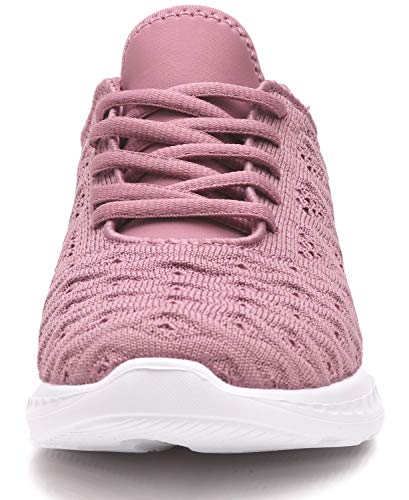JOOMRA Women Stylish Shoes Breathable Gym Jogging Walking Knit Autumn Sport Athletic Fashion Tennis Sneakers Mauve Size 9