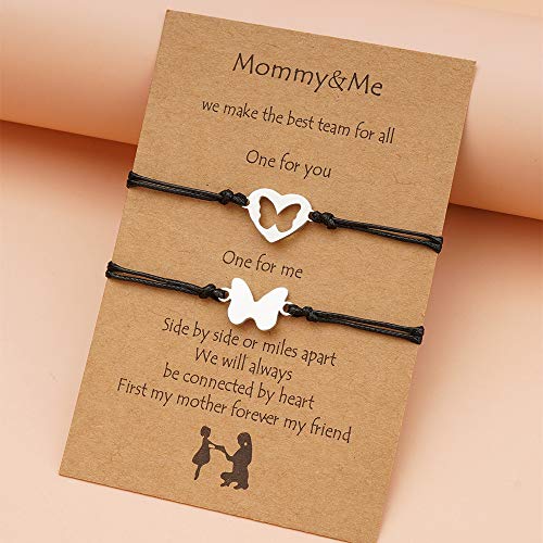 Image of COLORFUL BLING Mother Daughter Mommy and Me Heart Wish Bracelets Distance Matching Hollow Heart Horse Promise Promise Bracelet Friendship Jewelry Gifts