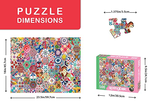 Puzzle de 500 piezas Springbok Crazy Quilts para adultos con piezas únicas, hecho en USA, materiales ecológicos y patrones coloridos de quilting miniatura 4