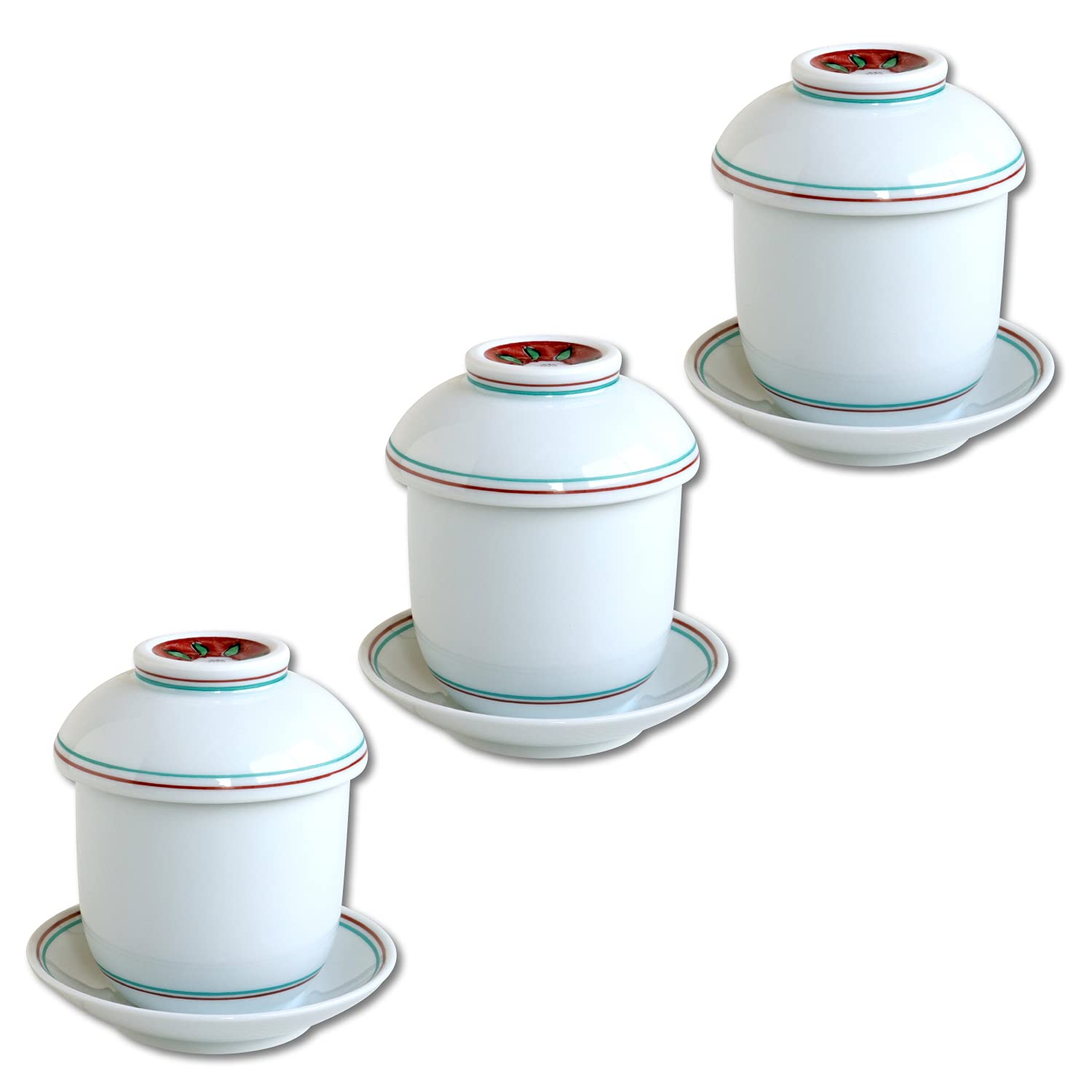 Amazon | ちゃわんむし器 茶碗蒸し 器 3個セット 食器 有田焼 錦花内