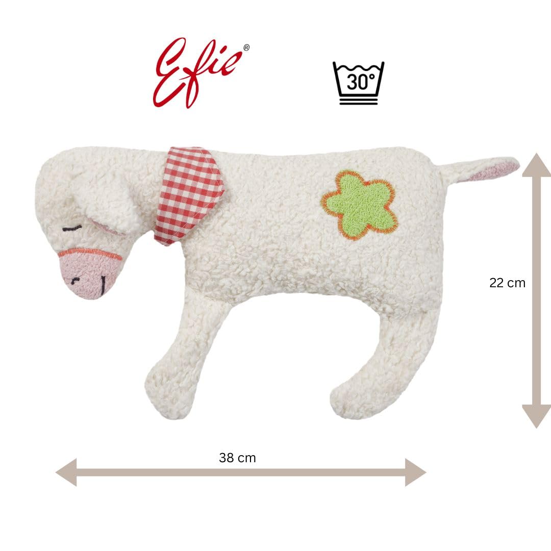 Efie Kirschkern-Bio-Wärmekissen Schäfchen mit Blümchen – 100% Bio-Baumwolle (kbA) | Kirsch­kernfüllung für natürliche Wärme & Kälte | handgefertigt in Deutschland
