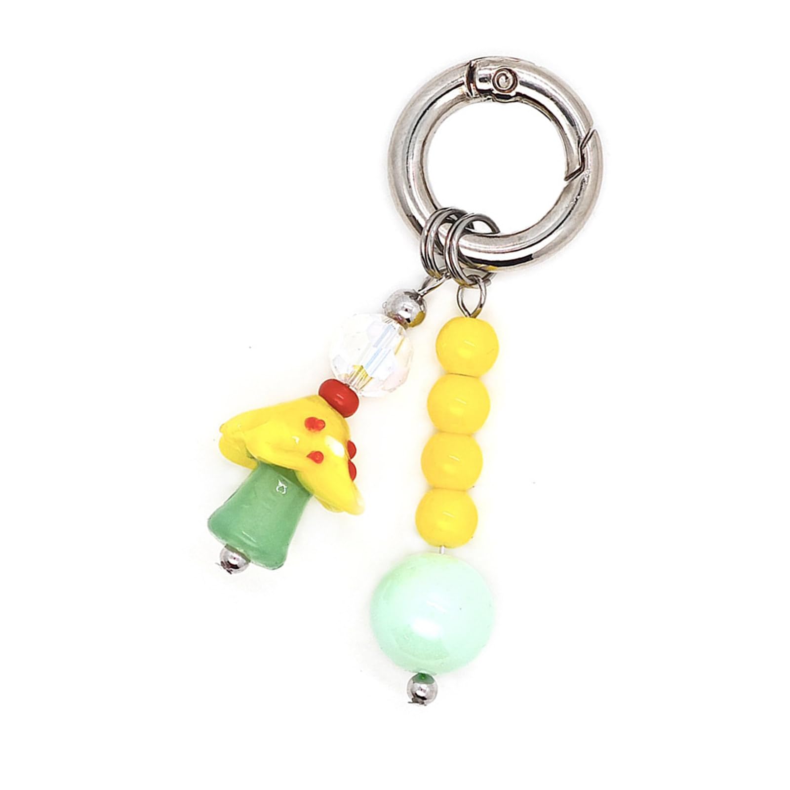 Baodss Handcraft Mushroom Beaded Keychain Dopamine Color Acrylic Beads Keyring for Bag Car Decoration
