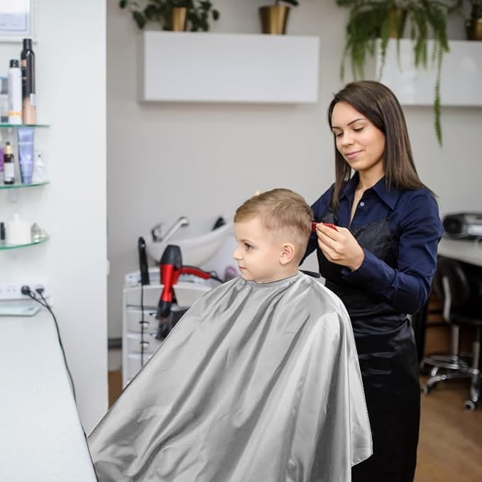 MAKSTILE Professional Hair Cutting Cape for Salons & Home Use | Waterproof & Adjustable Barber Cape | Hairdresser Cape for Styling, Cutting & Coloring | Size: 42x56 Inches | Pack of 1 (Grey) - Image 3 thumbnail
