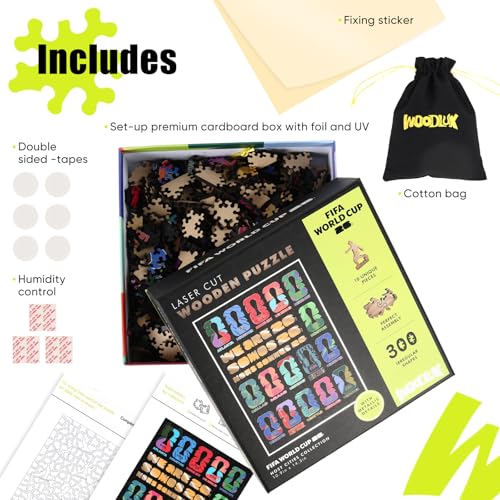 Image of FIFA World Cup 2026 Wooden Jigsaw-Puzzle,Gift for Soccer Fan-Host Cities | Official Licensed,5MM Thick Soccer puzzles,Long-Lasting Display sports memorabilia collector,300 Pieces Irregular Shape