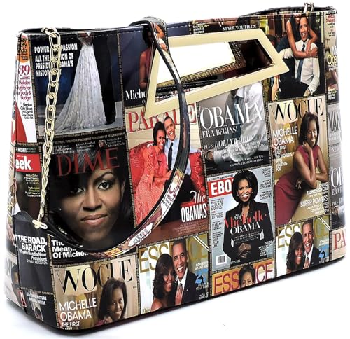 Michelle Obama Magazine Cover Printed Crossbody Bag Clutch Purse Top Handle Bag2