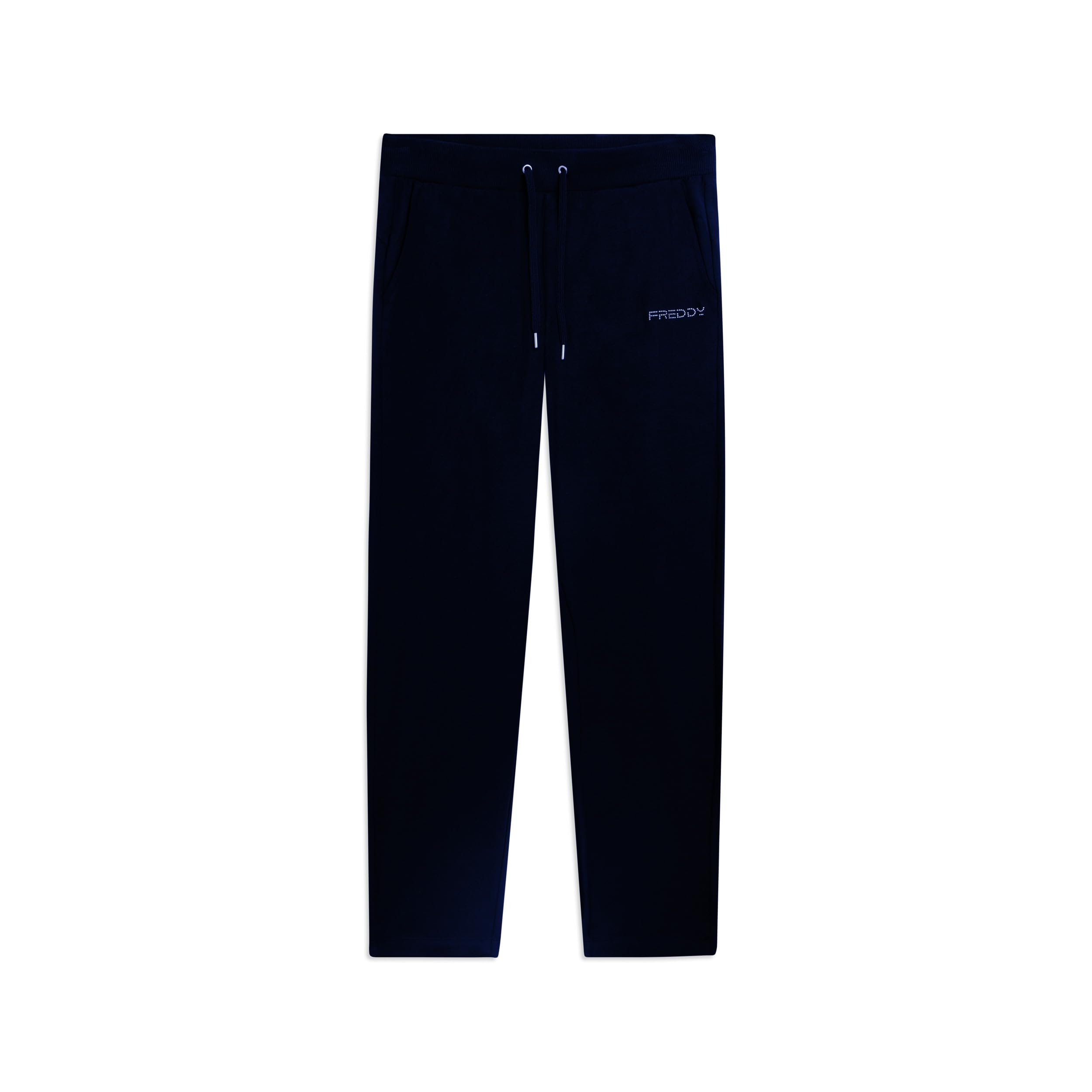 FREDDY - Pantaloni Sportivi Regular con Vita in Costina E Logo, 92% Cotone 8% Elastan