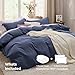 Bedsure Navy Duvet Covers Queen Size - Prewashed Cotton-Like Polyester Duvet Cover, Soft Queen Duvet Cover Set 3 Pieces with Zipper Closure, 1 Duvet Cover 90x90 inches and 2 Pillow Shams