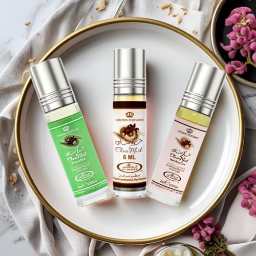 Image of Al-Rehab Choco Musk Perfume Oils - Original, Marshmallow & Pistachio 6ml (0.2 oz) | Sweet Gourmand Fragrance | Chocolate, Vanilla, Fruity & Nutty Scents | Long-Lasting Roll-On Fragrance Oils (Bundle)