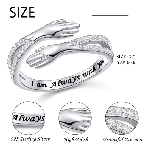 S925 Sterling Silver Hug Ring Adjustable Promise rings Valentine's Day Birthday Anniversary Jewelry for Women4