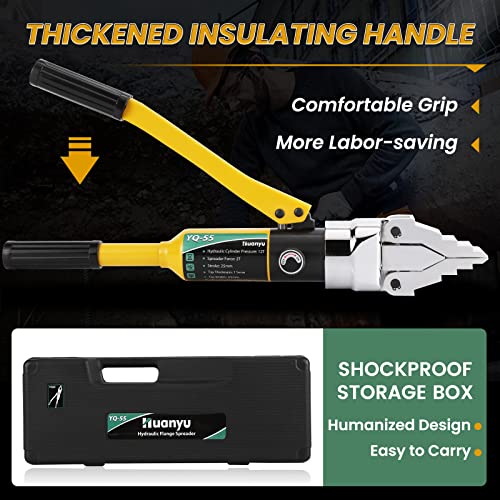 Huanyu Hydraulischer Flanschspreizer 12T Druck Manuell Tragbar Hydraulischer Flanschspreizer Expander Max Expansion 55mm Arbeitssparend für Pipeline Wartung Bau Ventil Ersatz(YQ-55)