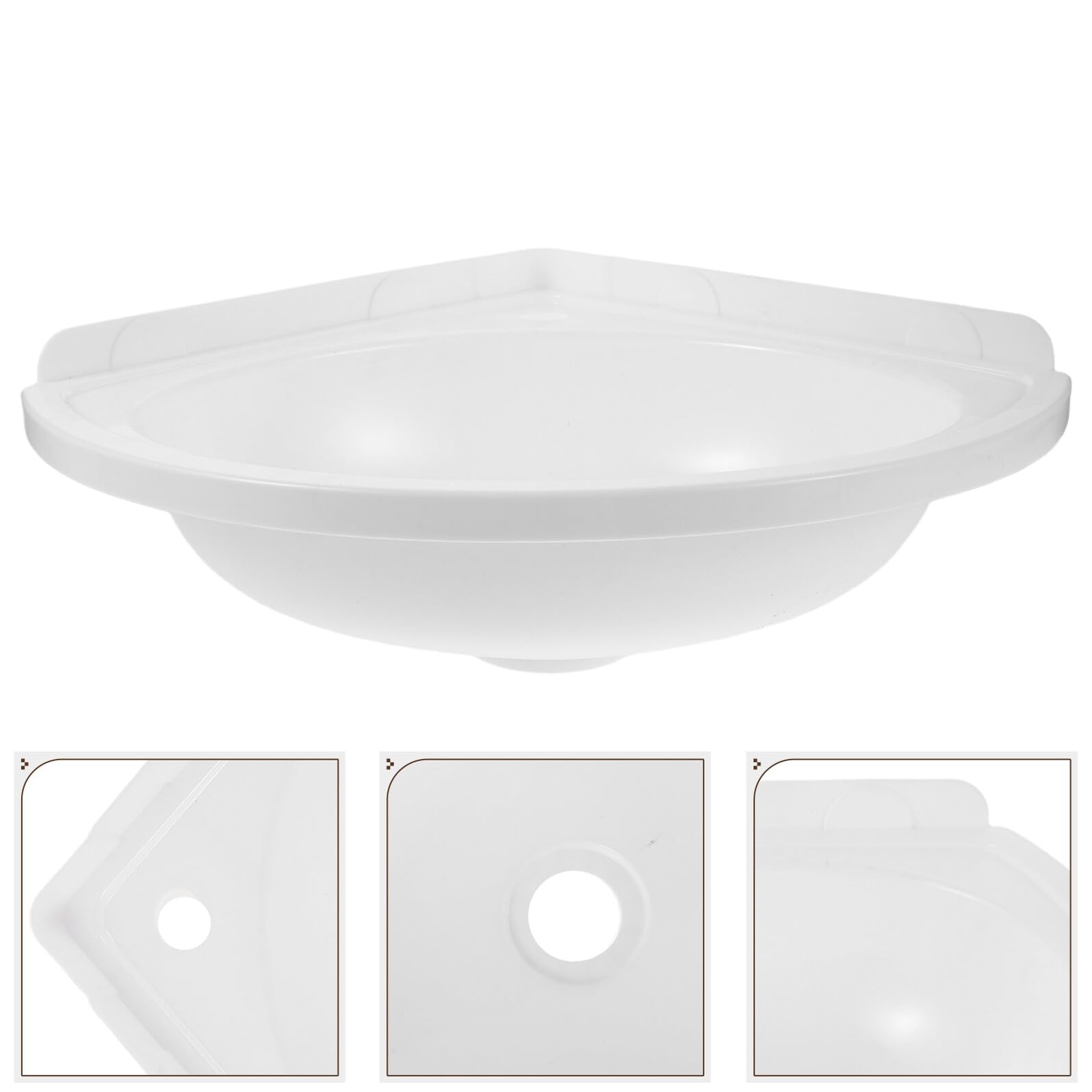Gatuida Lavabo de Esquina Triangular Pequeño Blanco, Montado en Pared, Ligero Plástico, Adecuado para Baños Compactos y Espacios Reducidos
