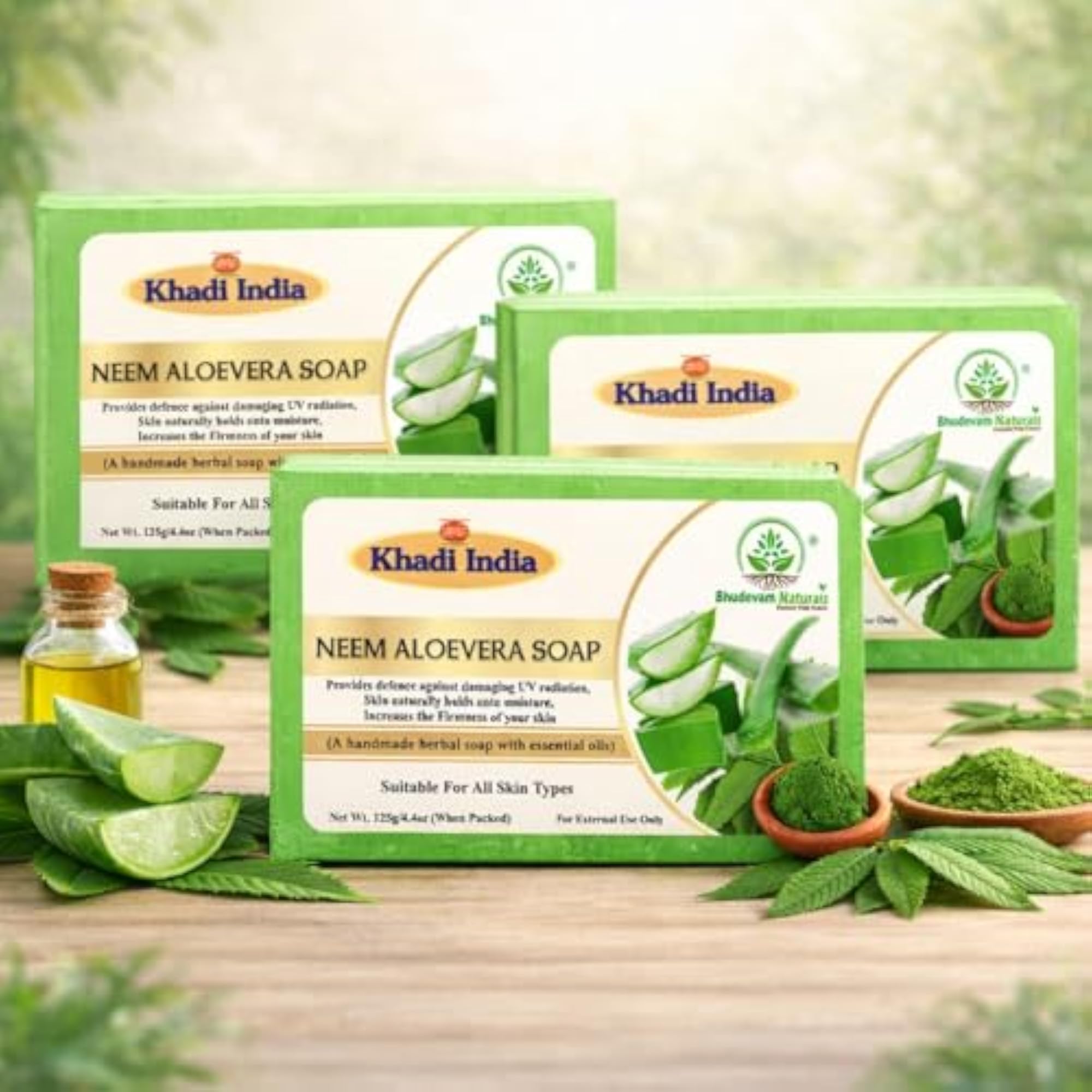 Khadi Neem Aloevera Herbal Bathing Soap, Fights Acne & Irritations