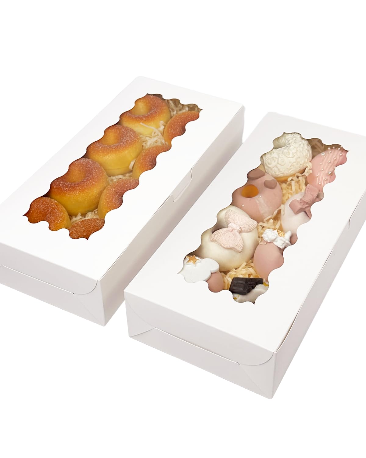 Gcardist 6 Packs White Cookie Box with Window 30.5x14x6.4cm Two Uses Pastry Biscuit Bakery Box For Packaging - Image 3
