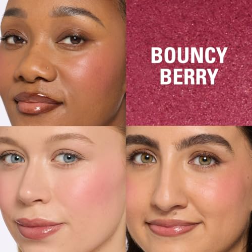 Image of Revolution, Bouncy Blur Blush, Powder Makeup Blush for Cheeks, Buildable Formula, Vegan & Cruelty-Free, Bouncy Berry, 0.19 oz