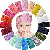 WillingTee 20 Colors 4 Inch Chiffon Flower Baby Girls Headbands Soft Elastic Nylon Hairbands Hair Bow Hair Accessories for Newborn Infant Toddler Girls Kids